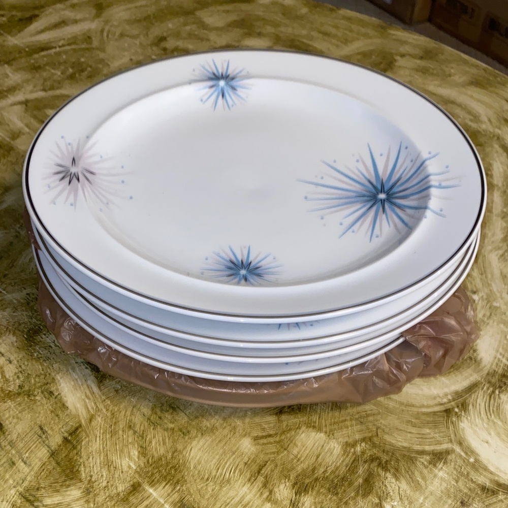 Vintage MCM Easterling Celestial Atomuc Starburst Plates Set of 6